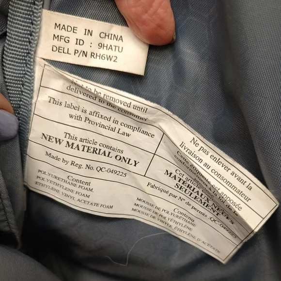 Dell Ecoloop Laptop Padded Multi Pocket Messenge Bag P/N:RH6W2 Mfg ID:9HATU - Picture 10 of 14